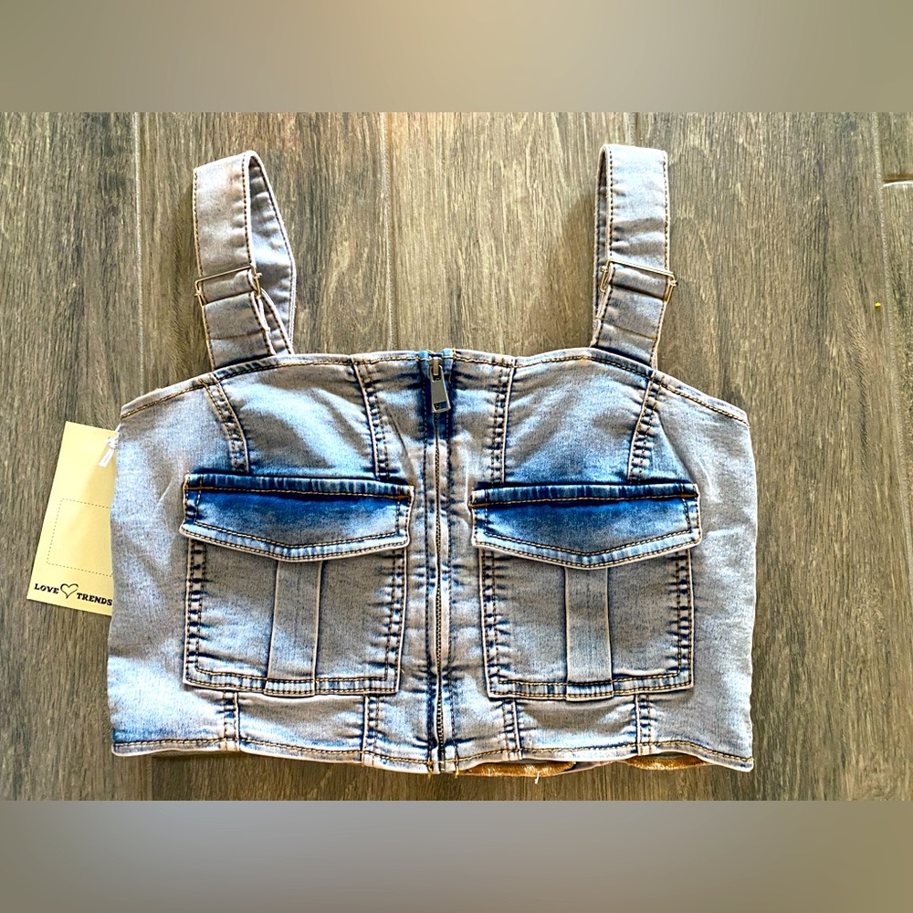 Love Trends Blue Denim Women's Jean Crop Top Small